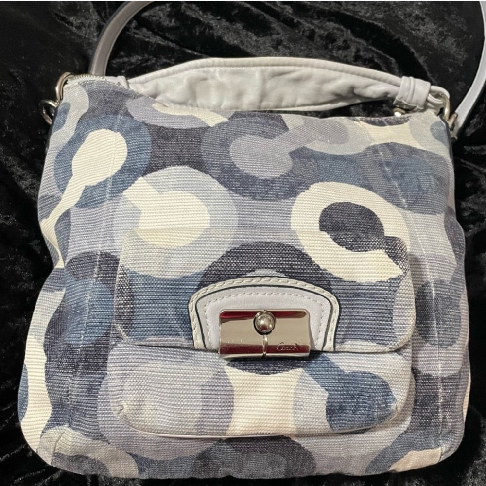 Coach Kristin Blue and Gray Geometric Shoulder Bag (rare)